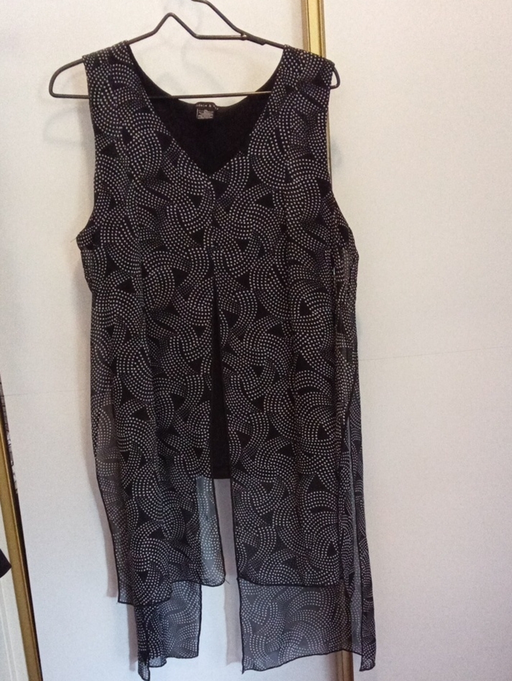 Stylish Faux Tunic with White Dot Pattern